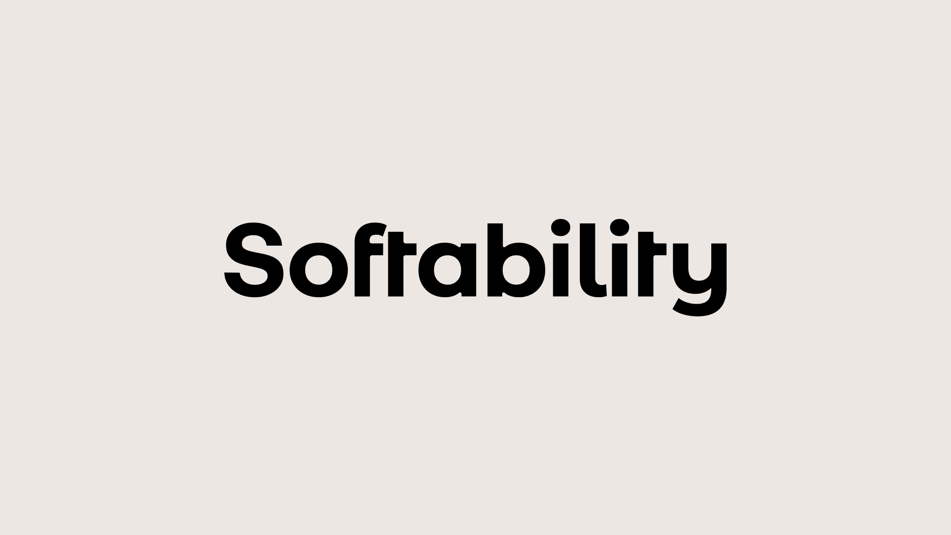 Black Softability logo on beige background